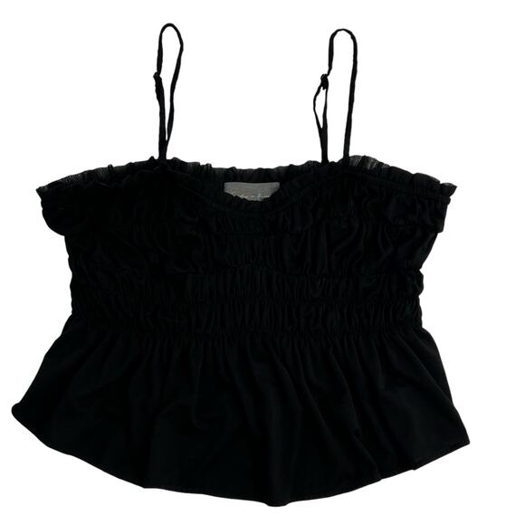 Sunday in Brooklyn Medium Smocked Tank Top Black Adjustable Stretch Cropped Chic - Picture 1 of 8